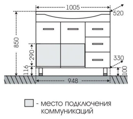 Тумба под раковину СаНта  Эльбрус 100 201107